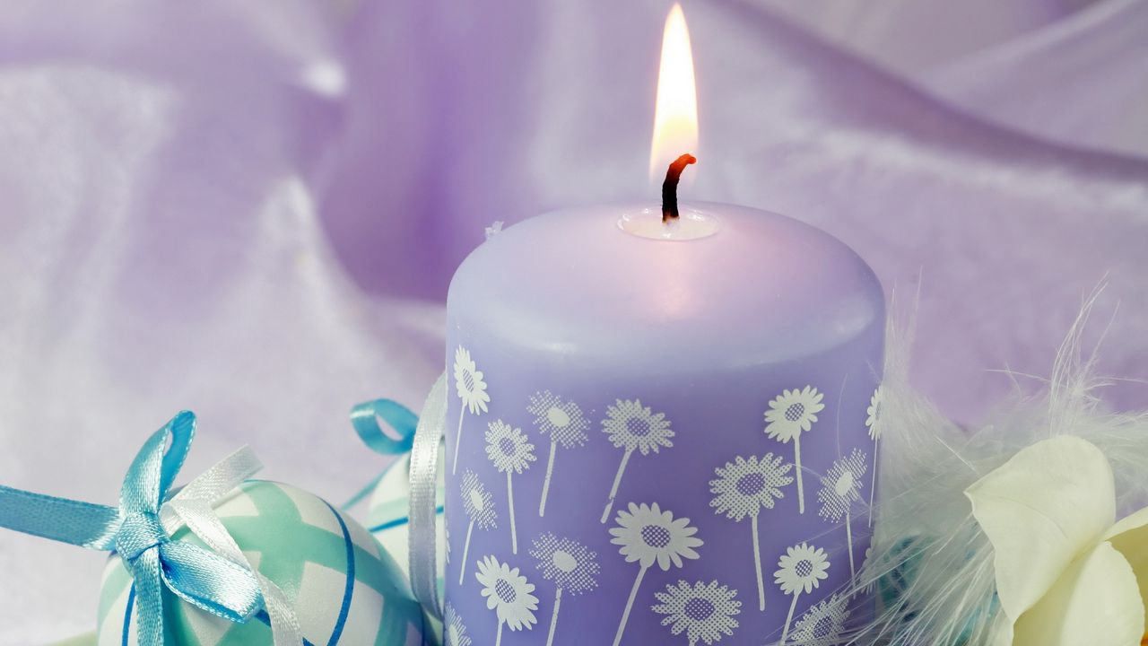 Wallpaper candle, eggs, feathers, flowers, easter, feast