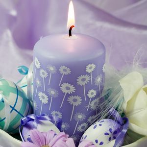 Preview wallpaper candle, eggs, feathers, flowers, easter, feast