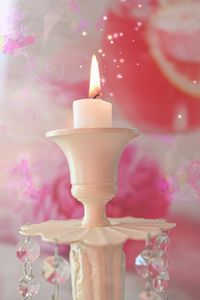 Preview wallpaper candle, fire, candlestick, pink, white