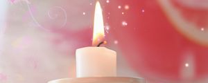 Preview wallpaper candle, fire, candlestick, pink, white