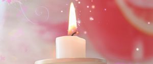 Preview wallpaper candle, fire, candlestick, pink, white