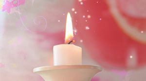 Preview wallpaper candle, fire, candlestick, pink, white