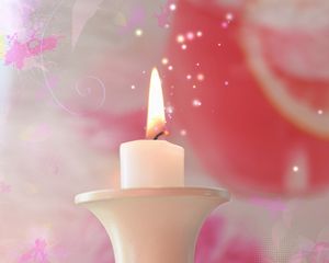 Preview wallpaper candle, fire, candlestick, pink, white