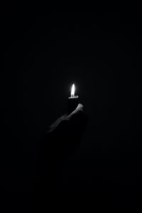 Preview wallpaper candle, fire, light, hand, black and white, black