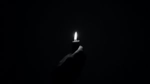 Preview wallpaper candle, fire, light, hand, black and white, black