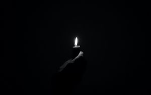 Preview wallpaper candle, fire, light, hand, black and white, black