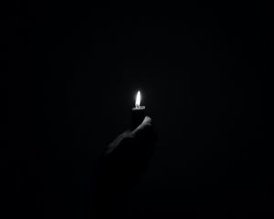 Preview wallpaper candle, fire, light, hand, black and white, black