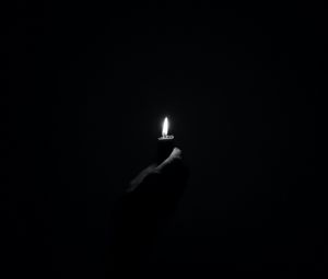 Preview wallpaper candle, fire, light, hand, black and white, black