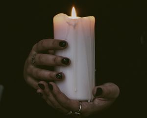 Preview wallpaper candle, fire, wax, hands