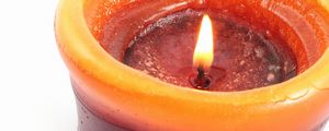 Preview wallpaper candle, fire, white background, close-up