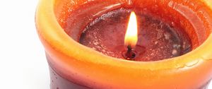 Preview wallpaper candle, fire, white background, close-up
