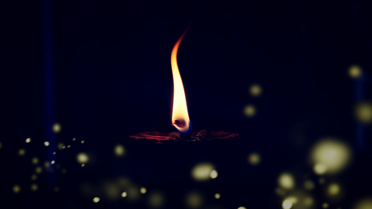 Wallpaper candle, flame, fire, glare, blur, dark