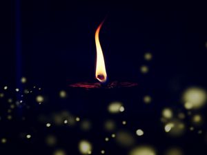 Preview wallpaper candle, flame, fire, glare, blur, dark