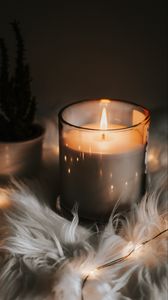 Preview wallpaper candle, flame, fire, comfort, garland