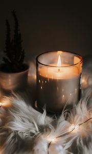 Preview wallpaper candle, flame, fire, comfort, garland