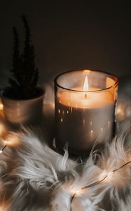 Preview wallpaper candle, flame, fire, comfort, garland