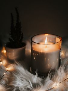 Preview wallpaper candle, flame, fire, comfort, garland