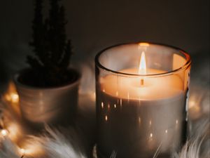 Preview wallpaper candle, flame, fire, comfort, garland