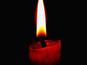 Preview wallpaper candle, flame, wick, wax, dark background, red