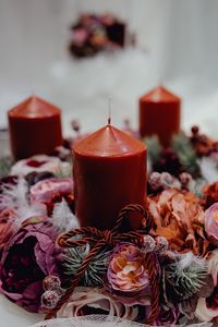 Preview wallpaper candle, flowers, composition, decoration