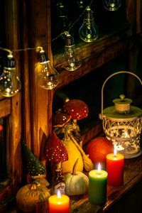 Preview wallpaper candle, garland, lamp, glow, autumn