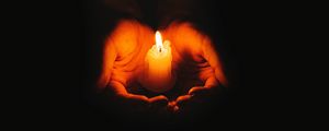 Preview wallpaper candle, hands, flame, fire, dark