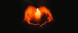 Preview wallpaper candle, hands, flame, fire, dark