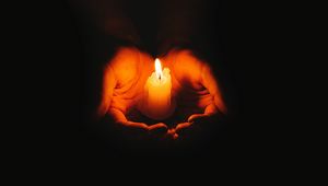Preview wallpaper candle, hands, flame, fire, dark