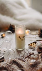 Preview wallpaper candle, light, cotton, aesthetics