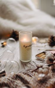 Preview wallpaper candle, light, cotton, aesthetics