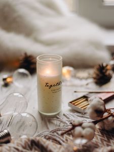 Preview wallpaper candle, light, cotton, aesthetics