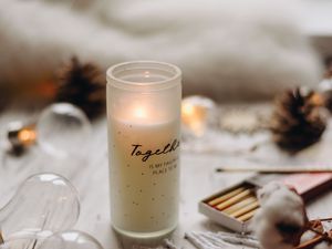 Preview wallpaper candle, light, cotton, aesthetics