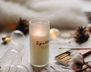 Preview wallpaper candle, light, cotton, aesthetics