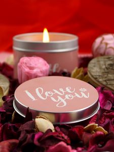 Preview wallpaper candle, love, inscription, petals