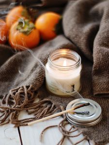 Preview wallpaper candle, match, smoke, plaid, persimmon