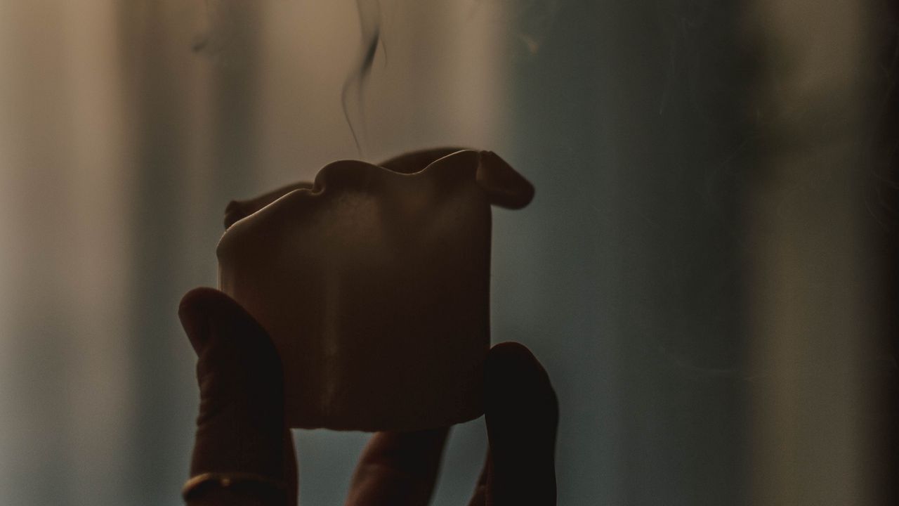 Wallpaper candle, smoke, hand, dark