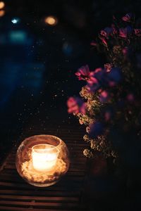 Preview wallpaper candle, sparks, flowers, night, dark