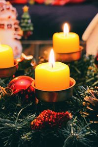 Preview wallpaper candle, spruce, christmas, decoration