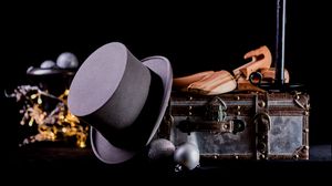 Preview wallpaper candle, suitcase, hat, retro, aesthetics