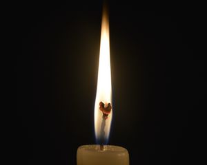 Preview wallpaper candle, wick, fire, wax, dark, light