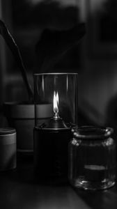 Preview wallpaper candle, wick, fire, bw, black