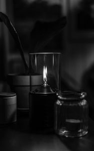 Preview wallpaper candle, wick, fire, bw, black