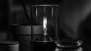 Preview wallpaper candle, wick, fire, bw, black