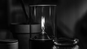 Preview wallpaper candle, wick, fire, bw, black