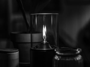 Preview wallpaper candle, wick, fire, bw, black