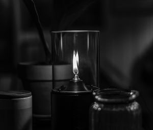 Preview wallpaper candle, wick, fire, bw, black