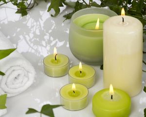 Preview wallpaper candles, aromatherapy, leaves, massage