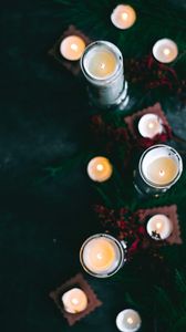 Preview wallpaper candles, branches, decoration, festive