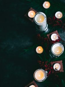 Preview wallpaper candles, branches, decoration, festive