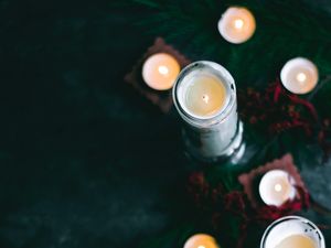 Preview wallpaper candles, branches, decoration, festive